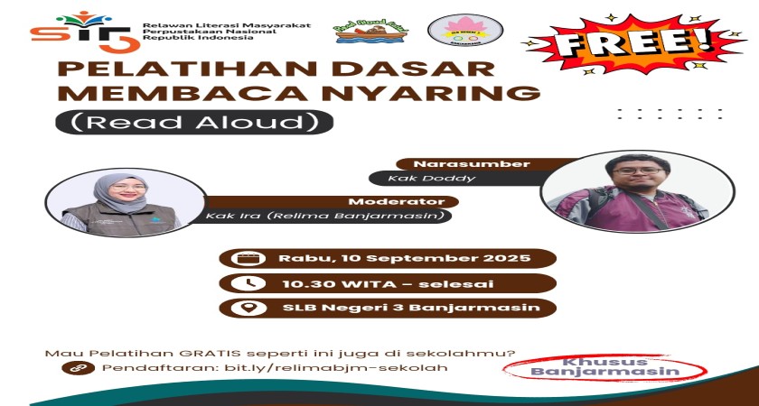 Relawan Literasi Masyarakat Perpustakaan Nasional RI Gelar Pelatihan Dasar Membaca Nyaring (Read Aloud) Bekerja Sama dengan SLB Negeri 3 Banjarmasin